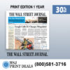 Wall Street Journal Print Edition Subscription for One Year at 30% Discount